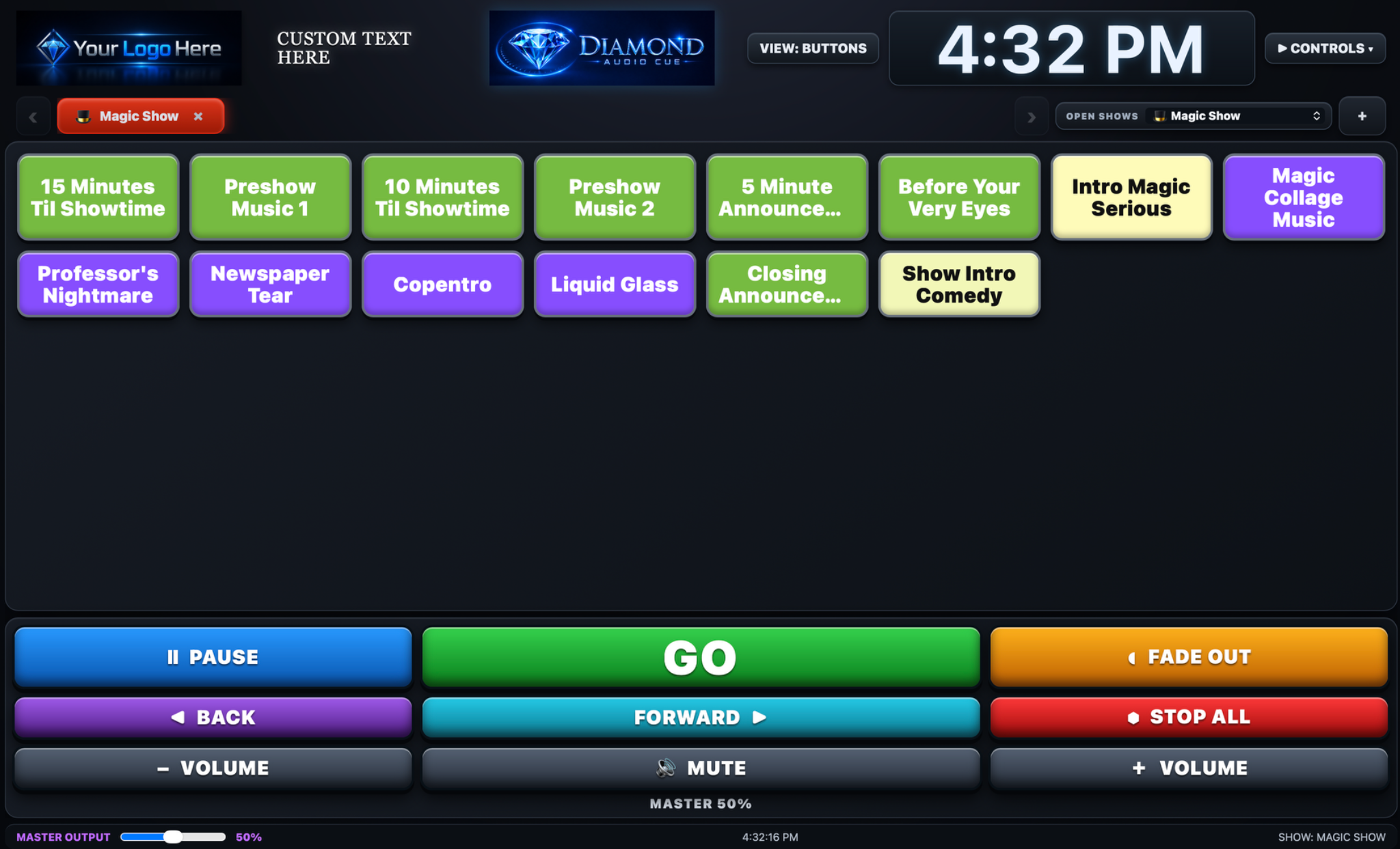 Diamond Audio Cue in Button Mode